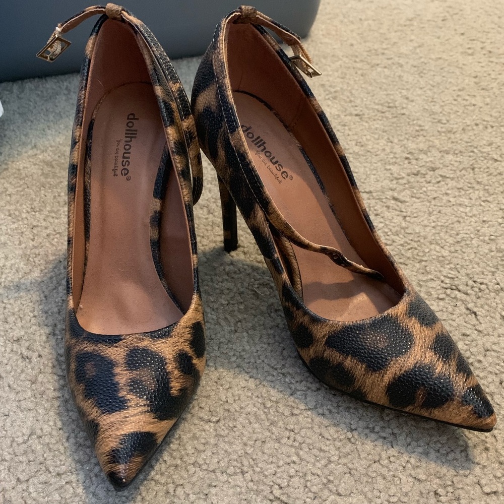 Ankle Strap Leopard Heels